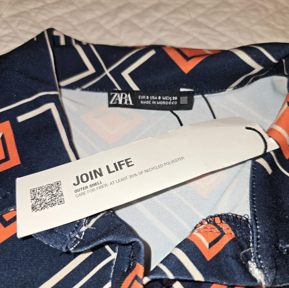 ZARA NWT Geometric Printed Tunic Mini Dress Women's Size Small - Picture 6 of 10